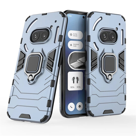 Nothing Phone (2a) / Nothing Phone (2a) Plus Hoesje - MobyDefend Dubbelgelaagde Pantsercase Met Standaard - Blauw