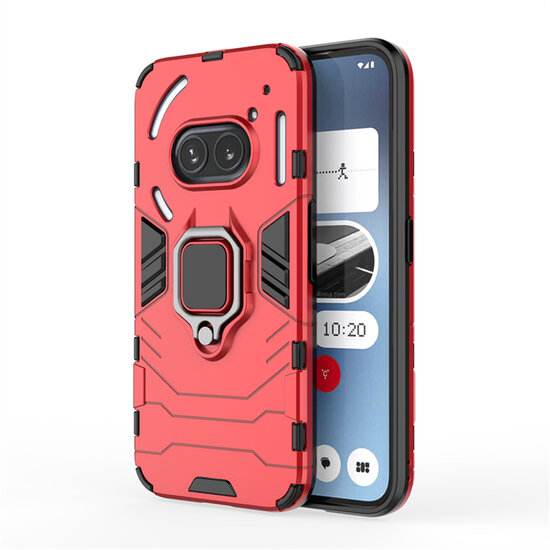 Nothing Phone (2a) / Nothing Phone (2a) Plus Hoesje - MobyDefend Dubbelgelaagde Pantsercase Met Standaard - Rood