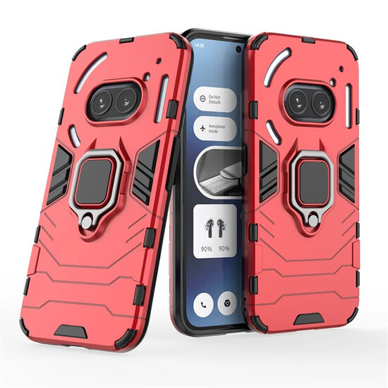 Nothing Phone (2a) / Nothing Phone (2a) Plus Hoesje - MobyDefend Dubbelgelaagde Pantsercase Met Standaard - Rood