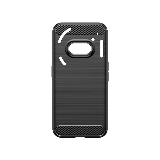 Nothing Phone (2a) / Nothing Phone (2a) Plus Hoesje - MobyDefend TPU Backcover - Geborstelde Metaal &amp; Carbon-Look - Zwart