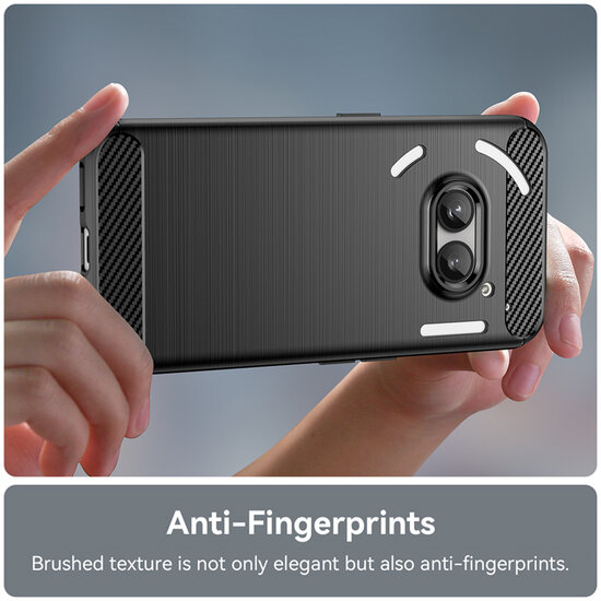 Nothing Phone (2a) / Nothing Phone (2a) Plus Hoesje - MobyDefend TPU Backcover - Geborstelde Metaal &amp; Carbon-Look - Zwart