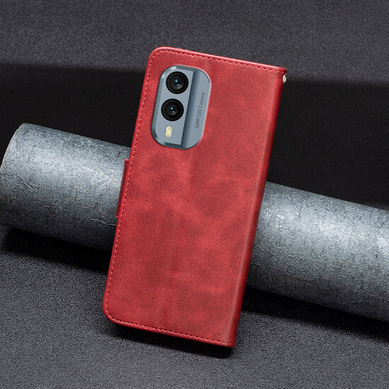 Nokia X30 Hoesje - MobyDefend Wallet Book Case Met Koord - Rood