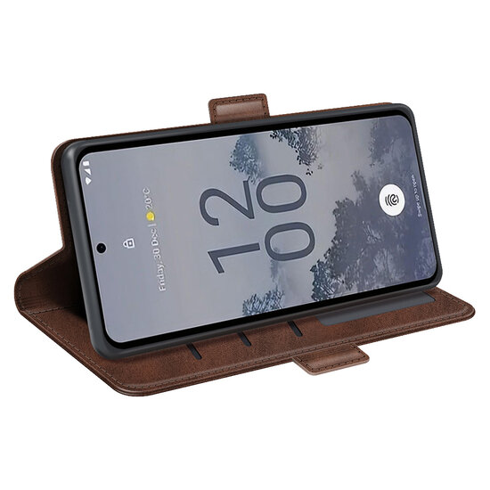 Nokia X30 Hoesje - MobyDefend Luxe Wallet Book Case (Sluiting Zijkant) - Bruin