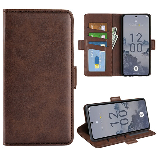 Nokia X30 Hoesje - MobyDefend Luxe Wallet Book Case (Sluiting Zijkant) - Bruin