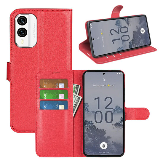 Nokia X30 Hoesje - MobyDefend Kunstleren Wallet Book Case (Sluiting Voorkant) - Rood