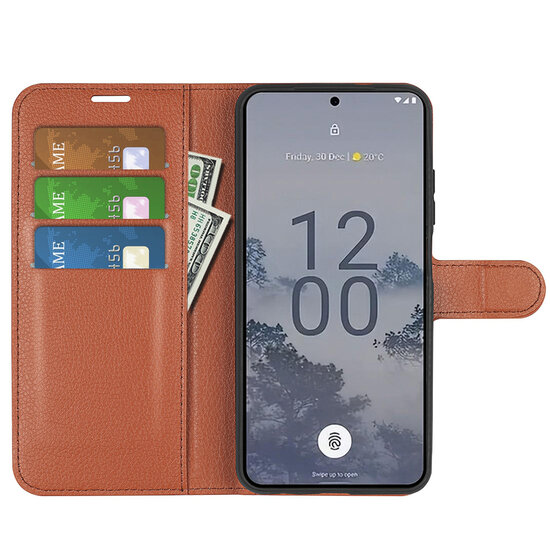 Nokia X30 Hoesje - MobyDefend Kunstleren Wallet Book Case (Sluiting Voorkant) - Bruin
