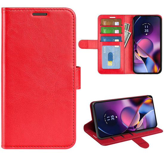Motorola Moto G54 Hoesje - MobyDefend Wallet Book Case (Sluiting Achterkant) - Rood