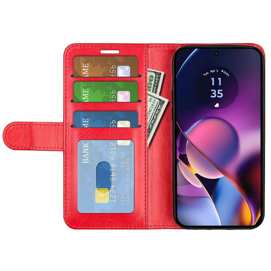 Motorola Moto G54 Hoesje - MobyDefend Wallet Book Case (Sluiting Achterkant) - Rood