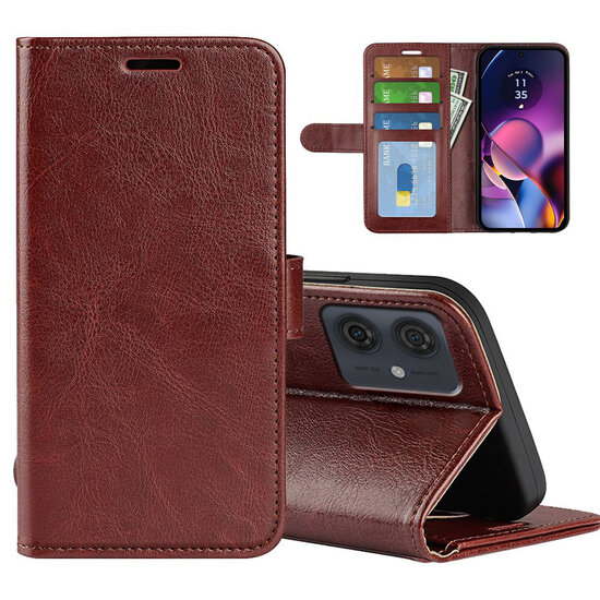 Motorola Moto G54 Hoesje - MobyDefend Wallet Book Case (Sluiting Achterkant) - Bruin