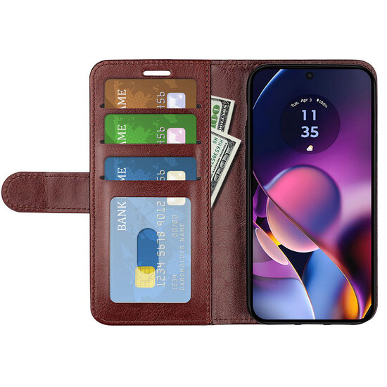 Motorola Moto G54 Hoesje - MobyDefend Wallet Book Case (Sluiting Achterkant) - Bruin