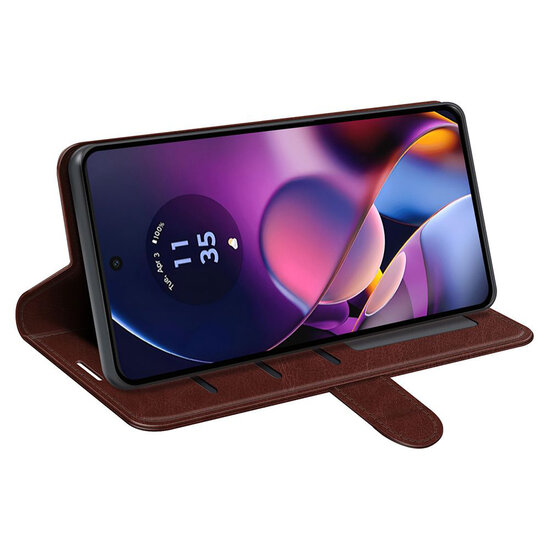 Motorola Moto G54 Hoesje - MobyDefend Wallet Book Case (Sluiting Achterkant) - Bruin