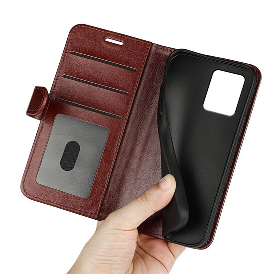 Motorola Moto G54 Hoesje - MobyDefend Wallet Book Case (Sluiting Achterkant) - Bruin