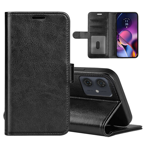 Motorola Moto G54 Hoesje - MobyDefend Wallet Book Case (Sluiting Achterkant) - Zwart