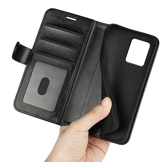 Motorola Moto G54 Hoesje - MobyDefend Wallet Book Case (Sluiting Achterkant) - Zwart