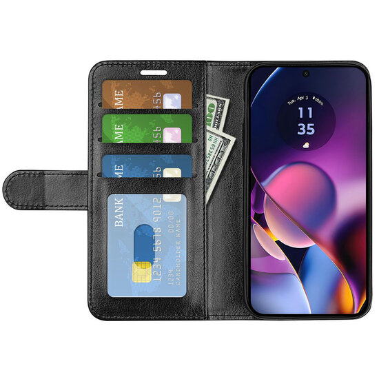 Motorola Moto G54 Hoesje - MobyDefend Wallet Book Case (Sluiting Achterkant) - Zwart
