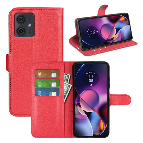 Motorola Moto G54 Hoesje - MobyDefend Kunstleren Wallet Book Case (Sluiting Voorkant) - Rood