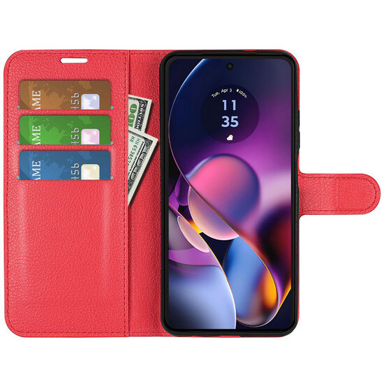 Motorola Moto G54 Hoesje - MobyDefend Kunstleren Wallet Book Case (Sluiting Voorkant) - Rood