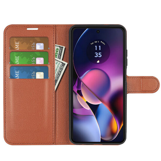 Motorola Moto G54 Hoesje - MobyDefend Kunstleren Wallet Book Case (Sluiting Voorkant) - Bruin