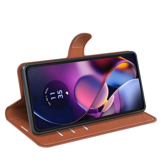 Motorola Moto G54 Hoesje - MobyDefend Kunstleren Wallet Book Case (Sluiting Voorkant) - Bruin