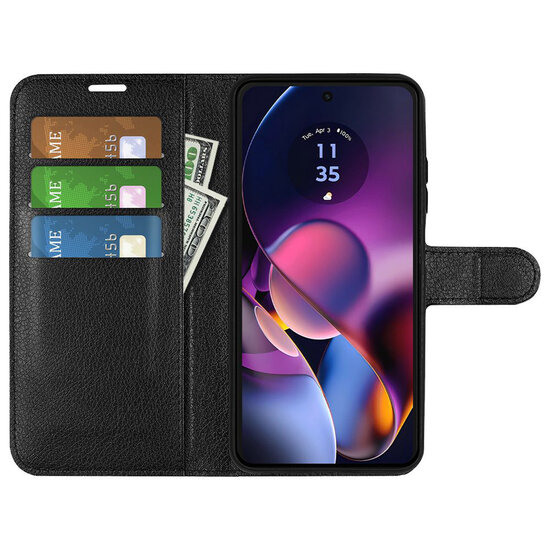 Motorola Moto G54 Hoesje - MobyDefend Kunstleren Wallet Book Case (Sluiting Voorkant) - Zwart