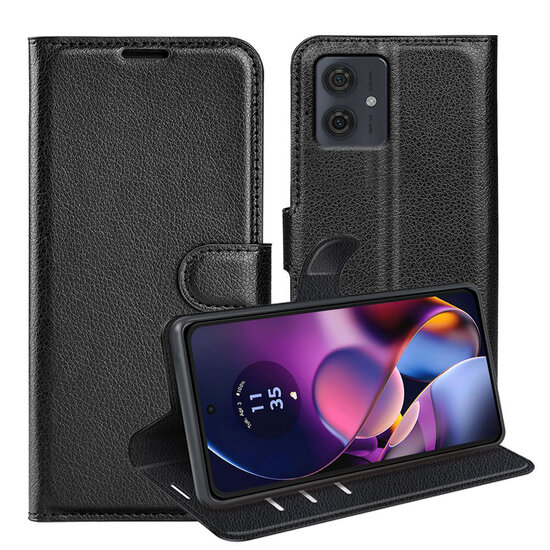 Motorola Moto G54 Hoesje - MobyDefend Kunstleren Wallet Book Case (Sluiting Voorkant) - Zwart