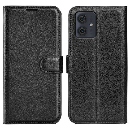 Motorola Moto G54 Hoesje - MobyDefend Kunstleren Wallet Book Case (Sluiting Voorkant) - Zwart