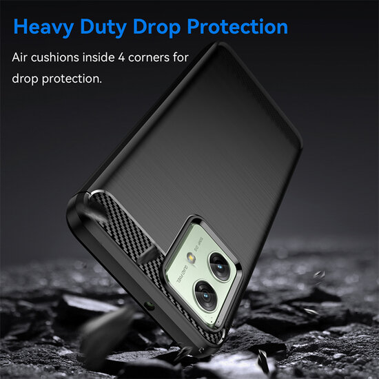 Motorola Moto G54 Hoesje - MobyDefend TPU Backcover - Geborstelde Metaal &amp; Carbon-Look - Rood
