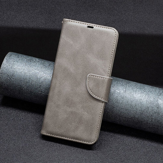 Motorola Moto G54 Hoesje - MobyDefend Wallet Book Case Met Koord - Grijs