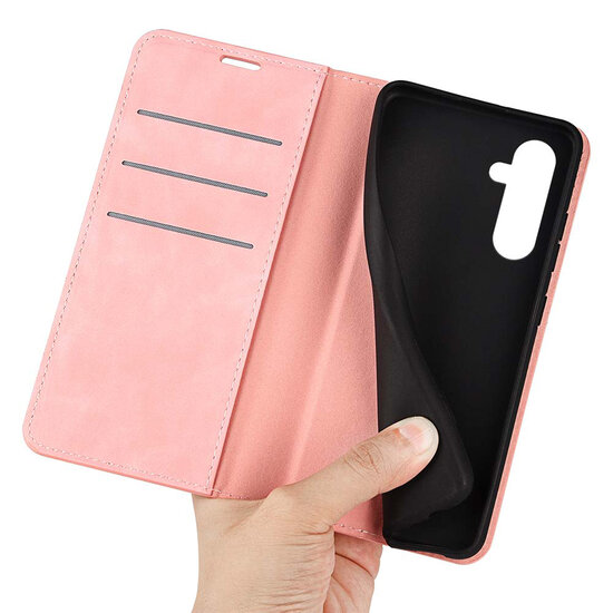 Samsung Galaxy A35 Hoesje - Luxe Wallet Bookcase (Magnetische Sluiting) - Roze