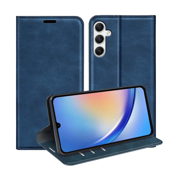 Samsung Galaxy A35 Hoesje - Luxe Wallet Bookcase (Magnetische Sluiting) - Blauw