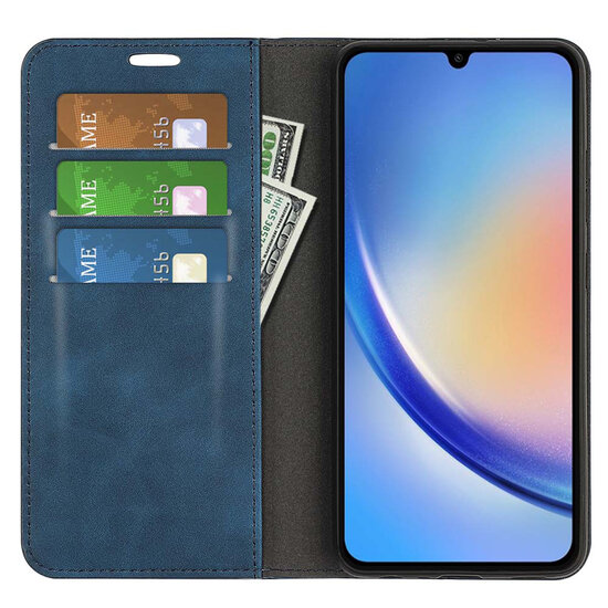 Samsung Galaxy A35 Hoesje - Luxe Wallet Bookcase (Magnetische Sluiting) - Blauw