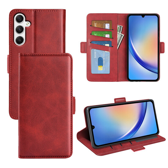 Samsung Galaxy A35 Hoesje - MobyDefend Luxe Wallet Book Case (Sluiting Zijkant) - Rood