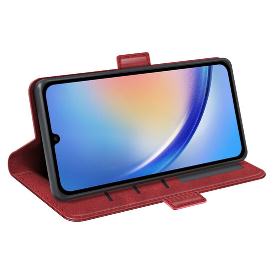 Samsung Galaxy A35 Hoesje - MobyDefend Luxe Wallet Book Case (Sluiting Zijkant) - Rood