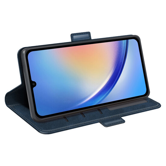 Samsung Galaxy A35 Hoesje - MobyDefend Luxe Wallet Book Case (Sluiting Zijkant) - Blauw