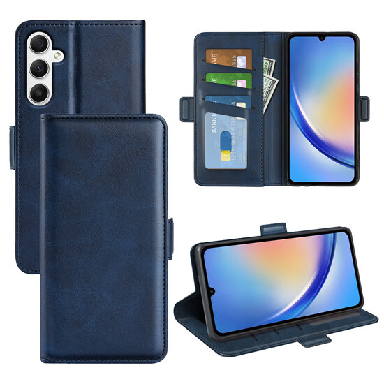 Samsung Galaxy A35 Hoesje - MobyDefend Luxe Wallet Book Case (Sluiting Zijkant) - Blauw