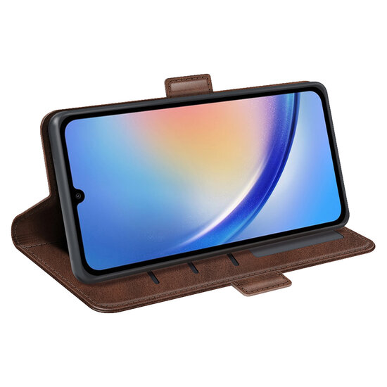 Samsung Galaxy A35 Hoesje - MobyDefend Luxe Wallet Book Case (Sluiting Zijkant) - Bruin