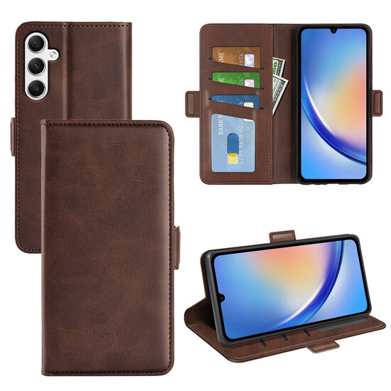 Samsung Galaxy A35 Hoesje - MobyDefend Luxe Wallet Book Case (Sluiting Zijkant) - Bruin