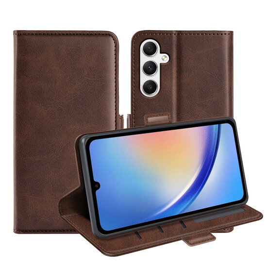 Samsung Galaxy A35 Hoesje - MobyDefend Luxe Wallet Book Case (Sluiting Zijkant) - Bruin