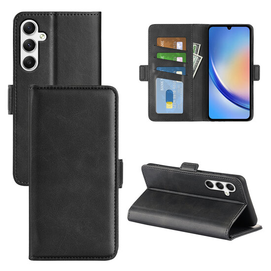 Samsung Galaxy A35 Hoesje - MobyDefend Luxe Wallet Book Case (Sluiting Zijkant) - Zwart