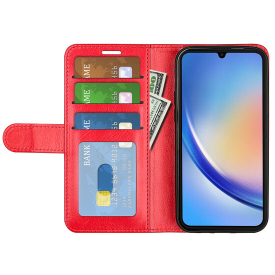 Samsung Galaxy A35 Hoesje - MobyDefend Wallet Book Case (Sluiting Achterkant) - Rood