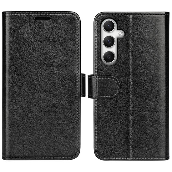 Samsung Galaxy A35 Hoesje - MobyDefend Wallet Book Case (Sluiting Achterkant) - Zwart