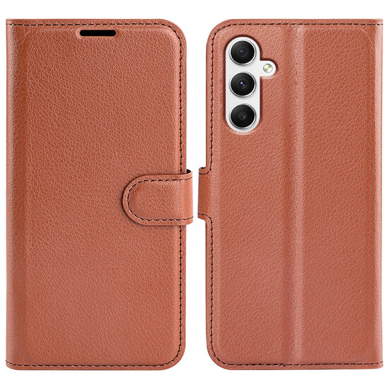 Samsung Galaxy A35 Hoesje - MobyDefend Kunstleren Wallet Book Case (Sluiting Voorkant) - Bruin