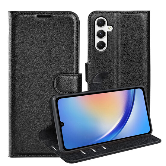 Samsung Galaxy A35 Hoesje - MobyDefend Kunstleren Wallet Book Case (Sluiting Voorkant) - Zwart