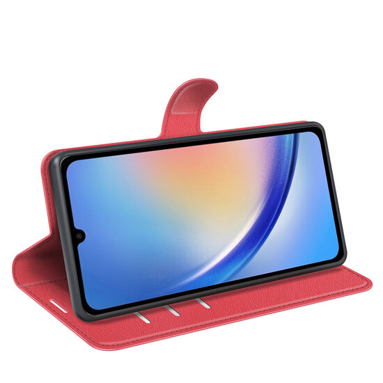 Samsung Galaxy A35 Hoesje - MobyDefend Kunstleren Wallet Book Case (Sluiting Voorkant) - Rood
