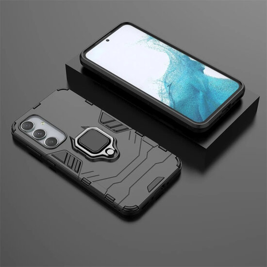 Samsung Galaxy A35 Hoesje - MobyDefend Dubbelgelaagde Pantsercase Met Standaard - Rood