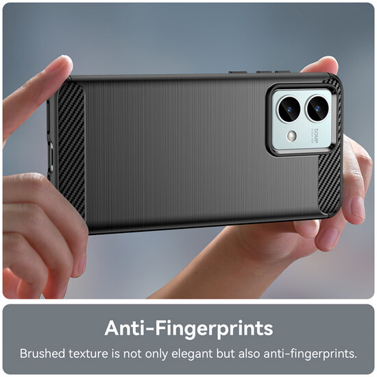Motorola Moto G84 Hoesje - MobyDefend TPU Backcover - Geborstelde Metaal &amp; Carbon-Look - Zwart