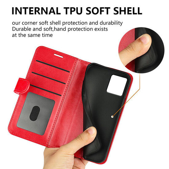 Motorola Moto G84 Hoesje - MobyDefend Wallet Book Case (Sluiting Achterkant) - Bruin