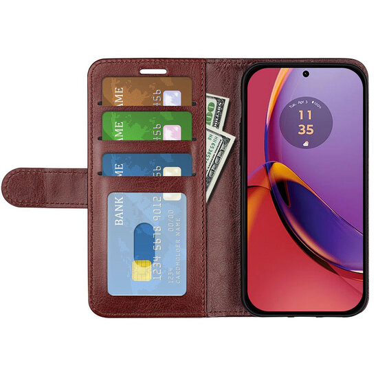 Motorola Moto G84 Hoesje - MobyDefend Wallet Book Case (Sluiting Achterkant) - Bruin