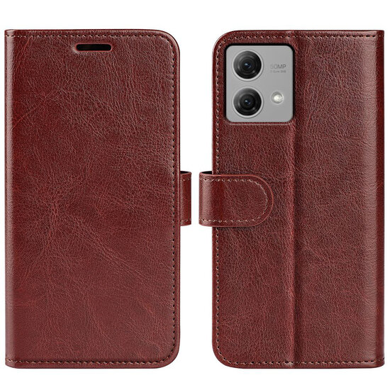 Motorola Moto G84 Hoesje - MobyDefend Wallet Book Case (Sluiting Achterkant) - Bruin