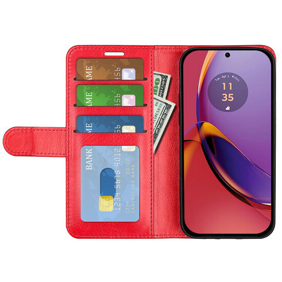 Motorola Moto G84 Hoesje - MobyDefend Wallet Book Case (Sluiting Achterkant) - Rood